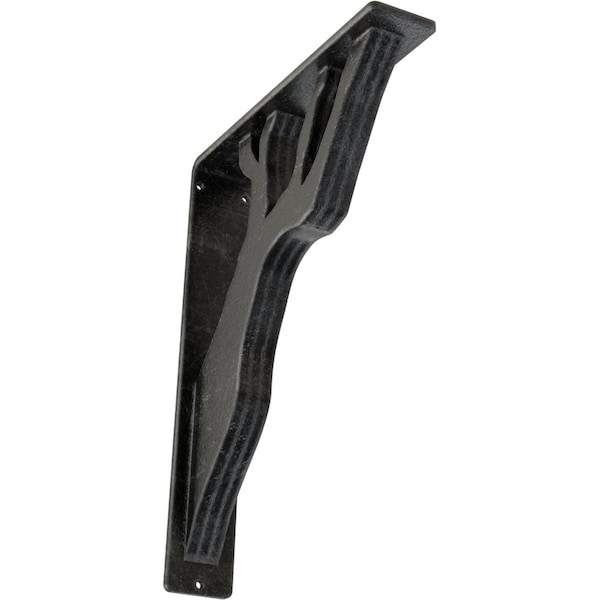 Ekena Millwork Damon Wrought Iron Bracket, (Triple center brace), Antiqued Silver 2"W x 10"D x 12"H BKTM02X10X12TDAASV - main